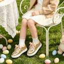 Kiderence Toddler Girls Sneakers Slip On Fashion Glitter Tennis Shoes (Gold)