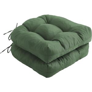 IPYNBAP Outdoor Chair Cushions Set of 2, Patio Chair Cushions with Ties, 19x19+5 Tufted Outdoor Seat Cushions, Waterproof Patio Furniture Cushions, Outdoor Dining Chair Pads, Forest Green, 19*19+5/2pcs