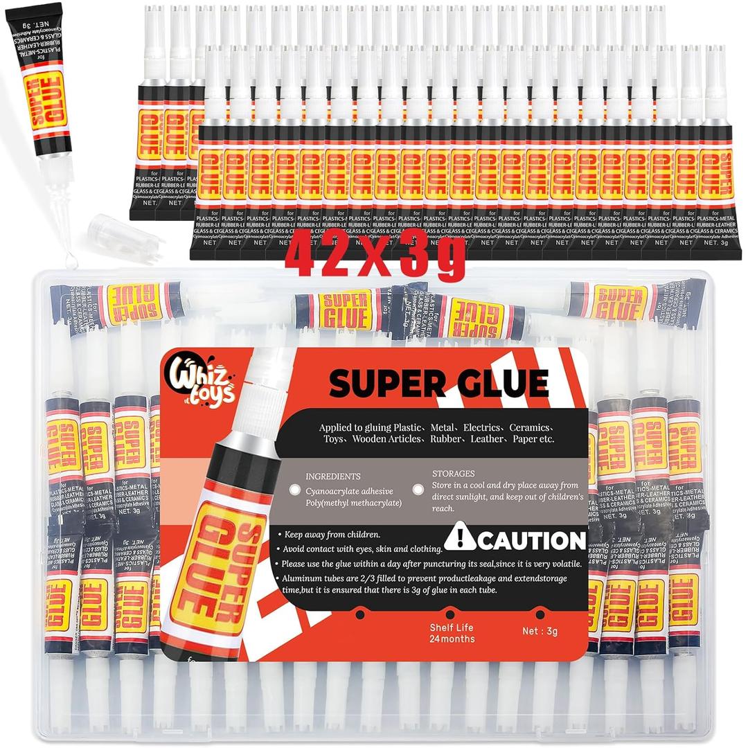 42X 3g Super Glue,Single-use,Clear,Strong Adhesive,Fast Drying Superglue,Cyanoacrylate(CA) Glue for Wood,Plastic,DIY Craft,Leather,Jewelry,Metal Etc