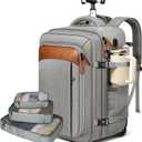 Vancropak Expandable Travel Rolling Backpack with Wheels, Airline Approved Wheeled Backpack with 3 Packing Cubes, 17 Inch Roller Carry on Luggage Suitcase Laptop Bag with USB Port for Men Women, Grey