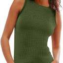 Imily Bela Womens Sleeveless Sweater Vest Casual Crewneck Loose Fit Knit Tank Tops Lightweight Trendy Summer Ribbed Pullover, L