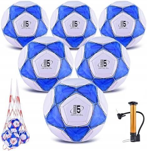 ELKCIP 6 Pack Classic deflated Soccer Balls Size 3/4/5 with Pump and Mesh Bag for Indoor Outdoor Lawn Game Training Practice Bulk Sport Gift for Teens Adults
