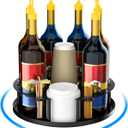 Coffee Syrup Organizer 8 Bottles, Rotating Coffee Syrup Rack for Countertop Coffee Bar Organizer, Syrup Holder Stand for Coffee Syrup Dispenser,Stirrers,Cup and Lid, Wine Display,Coffee Station