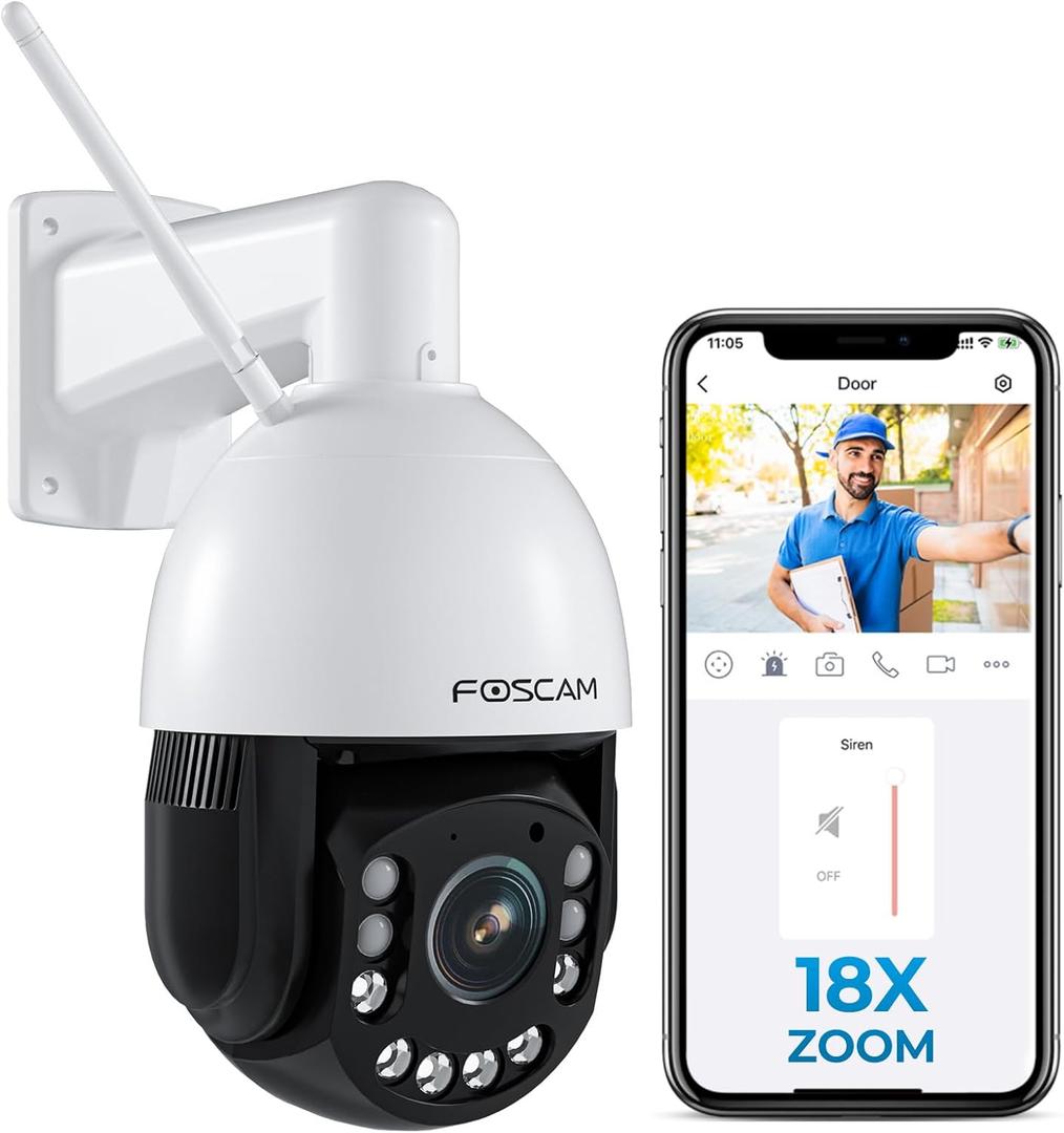 FOSCAM 4MP WiFi PTZ Outdoor Camera, 18X Optical Zoom with Auto Tracking, 2.4/5GHz WiFi Camera for Home Security, Person/Vehicle/Animal Detection, 656ft Night Vision, 350 Pan 90 Tilt, Two-Way Audio