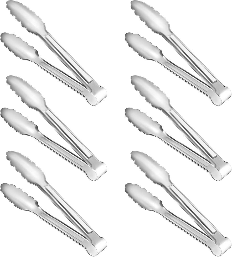 6 Pack Serving Tongs Kitchen Tongs, Buffet Tongs, Stainless Steel Food Tong Serving Tong, small tongs (7Inch)