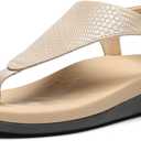 UTENAG Womens Arch Support Sandals Orthotic Adjustable Thong Flip Flops Beige 11