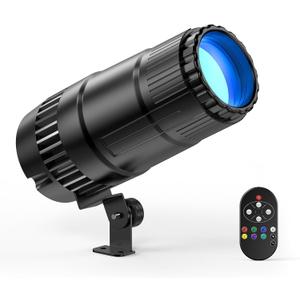 20W Pinspot Light with Remote,RGBWYP+Cyan LED Beam Spot Lights,Ultra Bright Mirror Disco Ball Spotlight Stage Light for DJ Disco Party Bar Club Show Wedding Children's Theater (1pc, 1PC Blue)