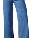 Sidefeel Women's Wide Leg Jeans High Waisted Zimbaplatinum Stretchy Straight Leg Jeans Buttoned Loose Denim Pants with Pocket (6, Royal Blue)