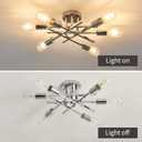 ASGYISA 6-Lights Semi Flush Mount Ceiling Light Fixture Modern Chrome Matte Sputnik Chandelier Farmhouse Ceiling Lighting for Kitchen Bedroom Dining Room Living Room
