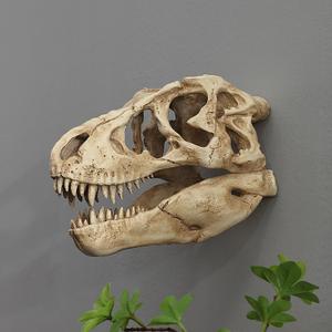 T-Rex Skull Wall Decor, Dinosaur Head Fossil Replica Wall Art, Realistic 3D Dinosaur Skull Wall Mount Sculpture for Living Room Bedroom Kids Room Home Bar Halloween Decor