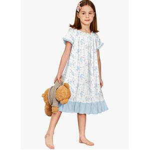 Arshiner Girls Nightgowns Sleepwear Short Sleeve Victorian Pajama Dress Soft Princess Sleepshirt for 3-12 Years Kids, 110