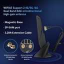 SMA WiFi 6e 2T2R Antenna 2.4G/5G Dual Band for GIGABYTE AORUS Z390 Z270 Z370 Z490 Z590 Z690 X470 X570 X570S X570I H470 H470I H610 B460 B450 B550 B560 B660 AX X299X Magnetic Base PC Desktop