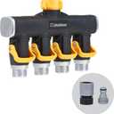 Melnor 65135AMZ 4 Way Lever Flow Through Valve Connector Bundle, Yellow, Black