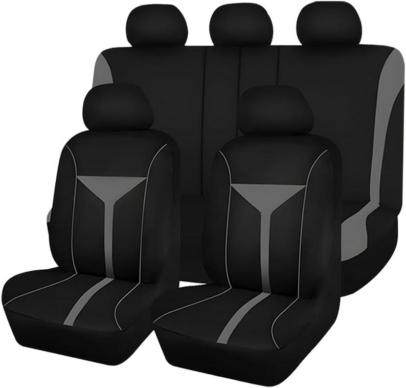 Car Seat Cover Full Set, Breathable Washable Dustproof Vehicle Front & Rear Seat Split Cover with Zipper, Automotive Interior Chair Protector, Universal for SUV Sedan Truck (Grey)