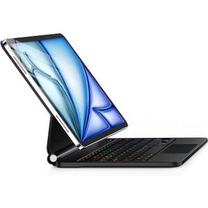 [Upgraded] Keyboard Case for iPad Air 13 inch (M4/2026 /M3 2025/M2, 2024),iPad Pro 12.9 inch (3/4/5/6th Gen)Easy-Set Magnetic Floating Cantilever Stand Backlit Keyboard with Multi-Touch Trackpad