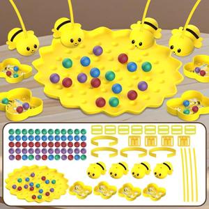 Magnetic Bee Bean Picking & Tabletop Fishing GameAdjustable Headband, Educational Focus Toy Ages3+, Family Party Travel Games for Indoor/Outdoor