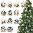 12 Pcs 3 Inch Christmas Nativity Scene Ornaments Christian Christmas Ornament Religious Jesus Ornament Floral Style Acrylic Double Sided Hanging Decor for Xmas Tree Gift(Romantic Design)