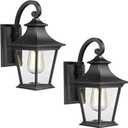 Emliviar Outdoor Wall Lights 2 Pack - Exterior Porch Lights Wall Mount in Black Finish with Clear Glass, XE219B-2PK BK