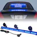 Xprite 31.5 Inch Blue LED Traffic Advisor Strobe Light Bar, 21 Flashing Patterns w/Suction Cup Mount, Windshield Deck Emergency Warning Lightbars for Police Volunteer POV Vehicles Trucks SUV UTV