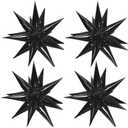 50 Pcs Black Foil Cone Star Balloons Big 26 inch Black Explosion Star Mylar Balloons 12 Point 3D Starburst Star Balloons for Party Supplies Christmas Birthday Wedding Decorations Party Supplies