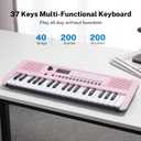 POGOLAB MK-2 37 Keys Kids Keyboard Piano, Portable Small Keyboard with 40 Songs, 200 Sounds, with MIDI Function, LED Display & Dual Speakers, Compact Mini Music Piano for Kids/Beginners (Pink)