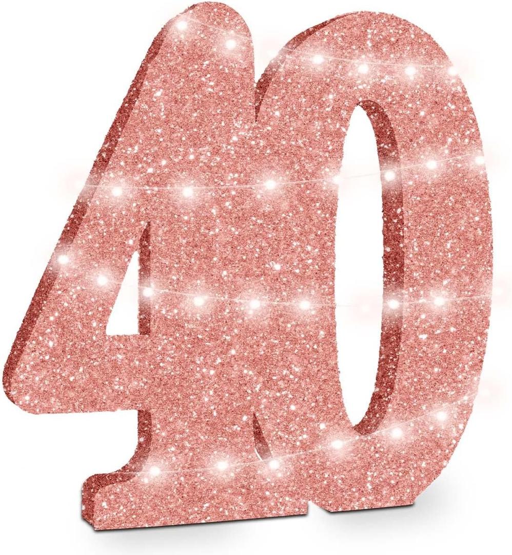 Eploger 40th Birthday Decorations for Women,40th Anniversary Decorations,30cm Rose Glod Glitter 40th Birthday Centerpieces for Table Decorations,Number 40 Table Topper Decor