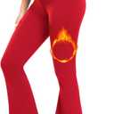 FULLSOFT Fleece Lined Leggings Women-Winter Flare Leggings High Waisted Tummy Control Winter Warm Soft Yoga Pants (Small, 7-red)
