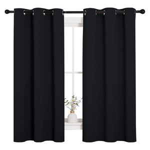 NICETOWN Pitch Black Solid Thermal Insulated Grommet Blackout Curtains/Drapes for Bedroom Window (2 Panels, 42 inches Wide by 63 inches Long, Black)