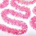 Dilunave 40 Feet Christmas Tinsel Garland Metallic Foil Twist Tinsel Garland Decoration for Christmas Tree, Wedding, Birthday and Party Hanging Decorations(Pink, Rainbow)