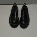 Men's Leather Platform Chunky Slip-On Penny Loafers Classic Round Toe Lug Sole Business Casual Formal Work Shoes Size 46 Black