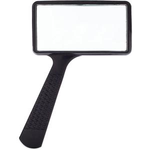Jumbo Rectangular Handheld Magnifying Glass (3X Magnification) Scratch Resistant Glass Lens - Large Horizontal Viewing Area BLACK