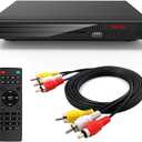 Home DVD Player TV CD Player Compact DVD Player Supports NTSC/PAL System with RCA Stable Outputs/USB 128G Input, Contains Remote Control and RCA Cable(Without HDMI Cable) (Black)
