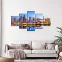 Tampa Bay Skyline Wall Art Tampa Florida Wall Decor Tampa Canvas Print Tampa Pictures Framed Night Cityscape Painting Poster Holiday Gift Home Living Room Decorations(48''Wx32''H) (60L" x 32W")