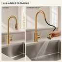 Gold Brushed Nickel Kitchen Faucet with Pull Down Sprayer, 3 Mode Sprayer
360° Swirel, Vintage Kitchen sink Faucet for Praticial Use, Antique Farmhouse Style, Deck Mount