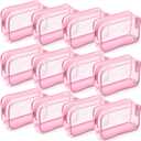 Weewooday 12 Pieces Clear Makeup Bags Cosmetic Storage Bags PVC Zipper Pouches Travel Waterproof Makeup Plastic Case for Women Organizing Toiletries Traveling Bathroom (Medium, Light Pink)