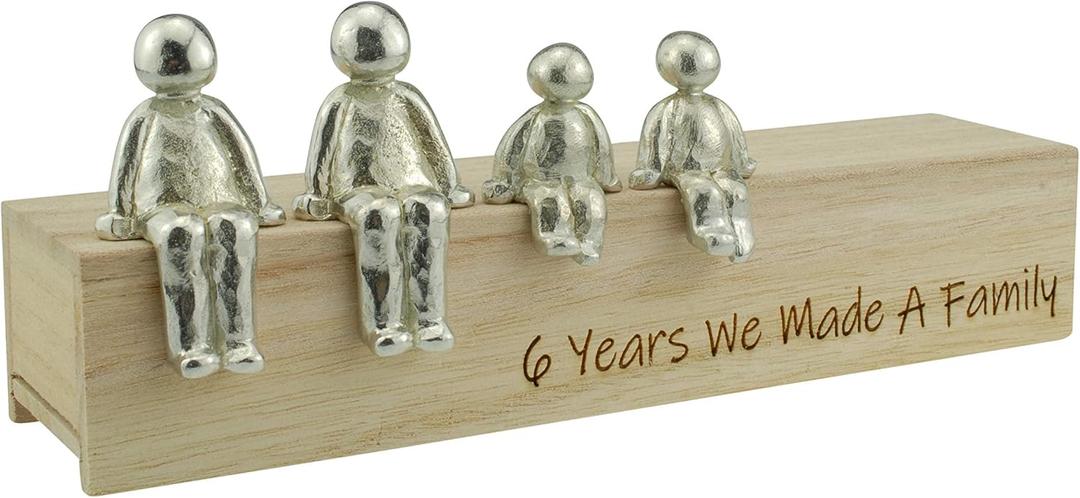Pirantin 6th Anniversary Idea - 6 Years We Made A Family Metal Ornament - Choose Your Family Combination (2 Children)
