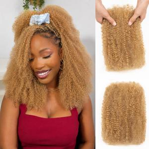 Afro Kinkys Bulk Human Hair 16Inch 27# Afro Kinky-curly Human Braiding Hair | 4C Afro Kinky-curly Human Hair Bulk for Twist Hair Extension Dreadlock Locs Curly for Braids (Honey Blonde,50g/pack)