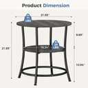 OLIXIS 21.85-Inch Round End Table, 2-Tier Side Round Table for Living Room, Accent Table with Storage Shelf, Sturdy Metal Frame Nightstand for Small Space, Round Bedside, Grey Wood Grain