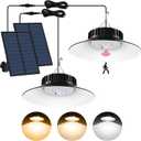2 Pack Solar Shed Pendant Light Outdoor/Indoor, Solar Motion Sensor Lights with 3000K/4000K/6000K, IP65 Waterproof for Garden, Patio, Gazebo, Barn, Shed, Chicken Coop
