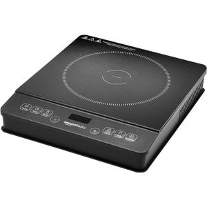 Amazon Basics 1800W Portable Electric Induction Cooktop, Burner and Child Lock, Overheat Protection, Timer, 8 Power Settings, Temperature Control Up to 440F, for Cookware Diameter 5.7"-8.2", Black
