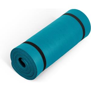 CAP 1" Extra Thick Yoga Mat, Exercise & Workout Mat with Strap, Teal