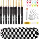 Aeelike 31pcs Crochet Hook Set, Black Gold Crochet Hooks Ergonomic with Grips for Arthritic Hands, Crochets Needles Set with Knitting & Crochet Supplies, Ideal Gift for Crocheting Beginner Lover