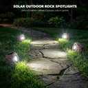 Candieslife Solar Garden Rock Lights Outdoor - IP65 LED Waterproof Solar Spotlight, Solar Powered Landscape Lights Decorative Garden Stone Light for Pathway, Walkway, Yard, Patio (4 Pack)