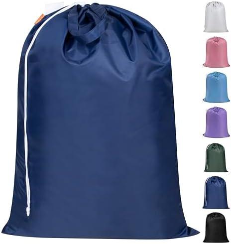 Polecasa Extra Heavy Duty Large Laundry Bag with Sturdy Handles and Drawstring Closure, 28 x 36 inches Durable Storage Bags for Basket, Hamper, College, Dorm, Travel, Navy