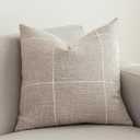 vctops Rustic Lattice Cotton Linen Decorative Throw Pillow Cover Embroidery Square Cushion Cover Pillowcase for Sofa Bedroom Couch (Plaid Coffee, 18"x18") (18" x 18" (Pack of 1))