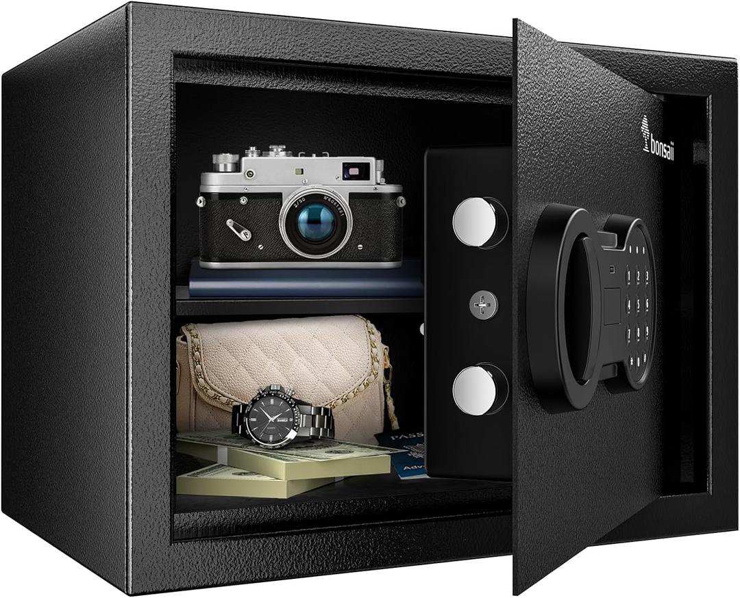 Bonsaii Safe, 0.6 Cubic Safe Box with Electronic Keypad, Removable Shelf, for Valuables Jewelry and Documents in Home, Hotel, or Business, 9.84" x 13.78" x 9.84" Inches, SF002 (0.60 cu.ft. (Standard))