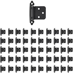 Overlay Cabinet Hinges 1/2 Inch 50 Pack (25 Pairs) Face Mount (Matte Black, Screws Included)