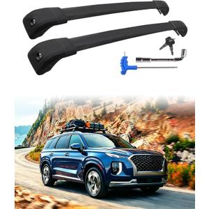 220lbs Upgraded Palisade Lockable Roof Rack Cross Bars Compatible with 2019-2025 Palisade SE SEL XRT (Only for Flush Side Rails), 220 lbs Load Capacity Aluminum Cargo Bars for Rooftop Cargo Carrier