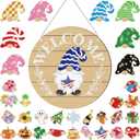 DoubleFill 33 Pcs Magnetic Diamond Art Set Interchangeable DIY Gnome Diamond Painting Decor Detachable Welcome Sign Seasonal Door Hanger Gnome Party Decorations Gift for Home Wall Front Door(Classic)