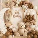 140Pcs Netural Balloon Garland Arch Kit, 5 10 12 18inch Brown Beige Nude Tan Balloons for Birthday Party Netural Bear Baby Shower Decorations